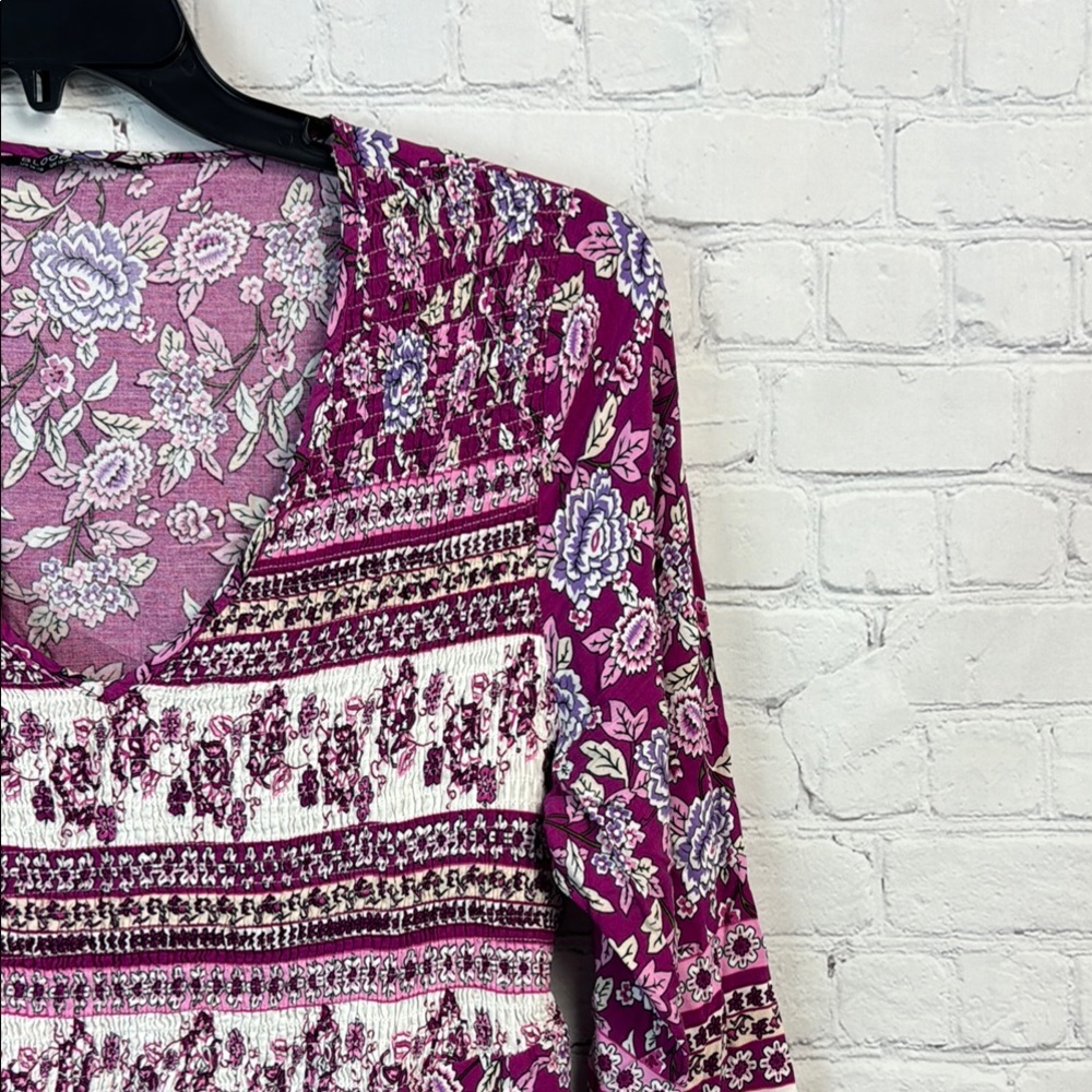BloomChic Long Sleeve Floral Dress in Pink and White - Picture 2 of 6